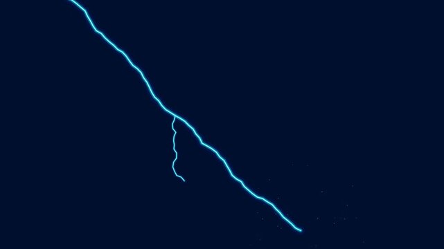 Blue Lightning Bolt Electric Arc Strike with Glowing Sparks and Energy Discharge on Black Background