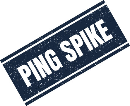 Ping Spike blue textured rubber stamp icon representing high latency and network connection issues in gaming