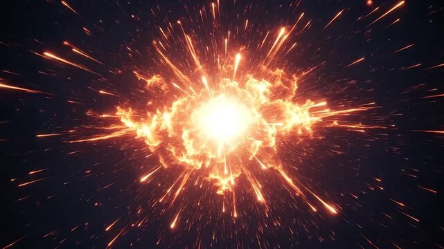 Vibrant orange explosion in space.