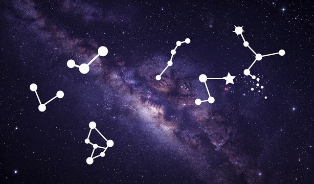 Celestial Constellations Over Galactic Nebula: A Stunning Cosmic Star Map for Astronomy and Space-Themed Designs