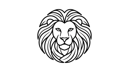 Lion head with long mane illustrated. © Iko