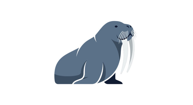 Large Gray Walrus Marine Mammal Side.