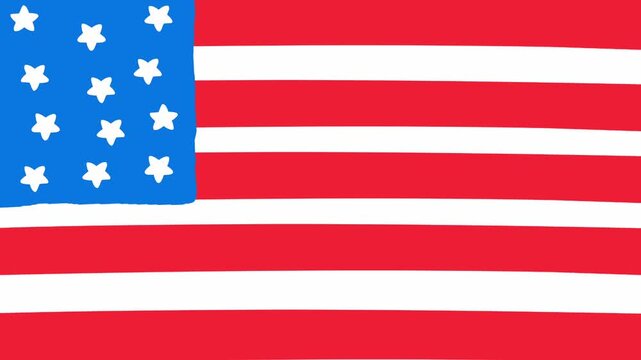 Animated American flag representing Independence Day, patriotism, freedom, national pride and festive celebration.