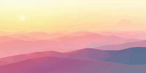 Abstract minimalist mountain landscape with soft pastel colors and sunset mountain landscape abstract minimalist geometric polygonal background gradient illustration atmosphere tranquil © Romana