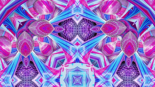Abstract Neon Pink and Purple Psychedelic Kaleidoscope Animation Loop