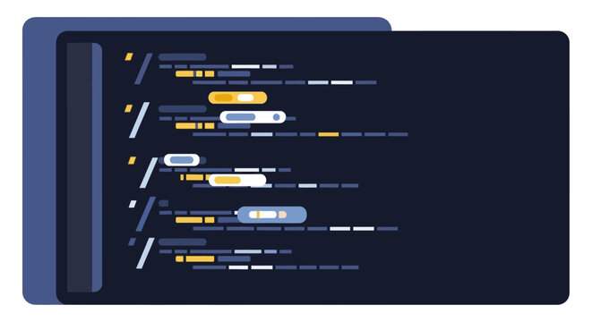 Abstract Coding and Software Development Background - Modern Flat Design Code Editor Illustration