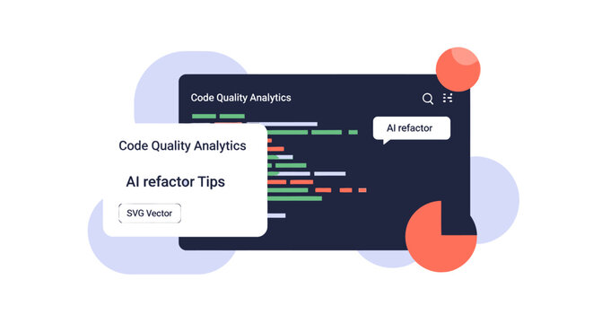 AI Code Quality Analytics and Refactoring Tool Concept Vector Illustration