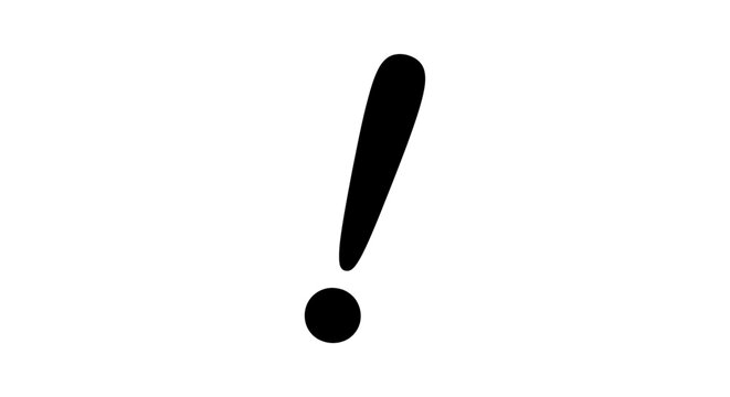 Black Exclamation Point Symbol Isolated on White.