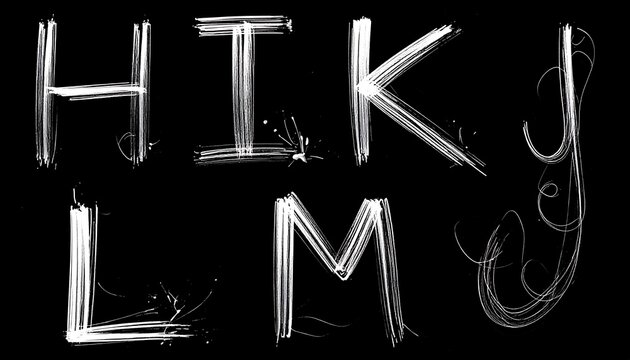 A black background with white, hand-painted-style lettering of random characters