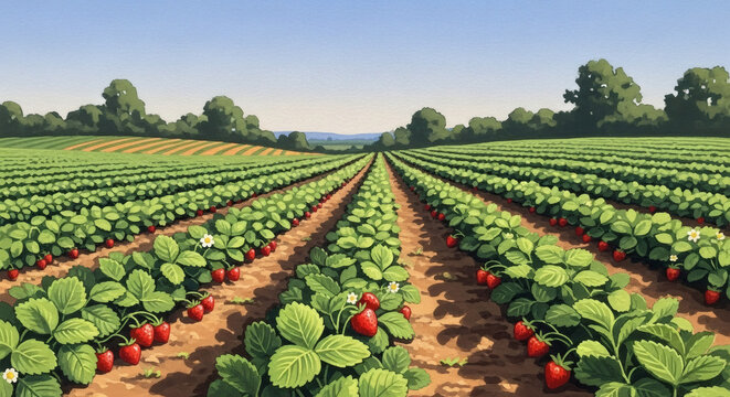 Strawberry Field Harvest &ndash; Agriculture Landscape