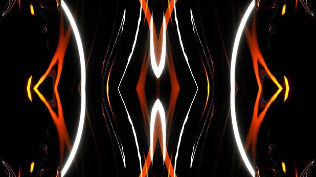 Orange and White Colored Neons Kaleidoscope Background VJ Loop in 4K