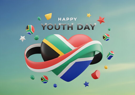 Happy youth day celebration with south african flag