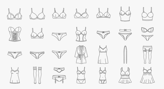 Variety of womens underwear and lingerie.