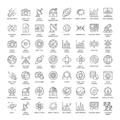 Collection Of Flat Space Exploration Icons Scientific Instruments And Phenomena © sahana11