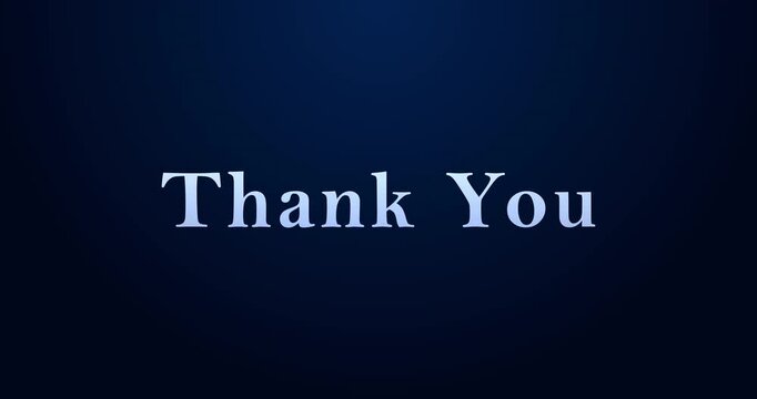 Appreciation message showing gratitude. Thank You text animation cinema title opener style. Elegant typography against a plain background. Closing end screen videos and reels concept. Minimal design.
