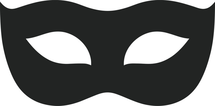 Superhero eye mask silhouette icon in minimalist solid black