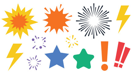 Collection of colorful explosion and bursting shapes, vector illustration. © MDTAZBIRHOSSAIN