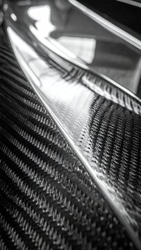 Close-up of a Carbon Fiber Weave Pattern with Reflective Surface.
