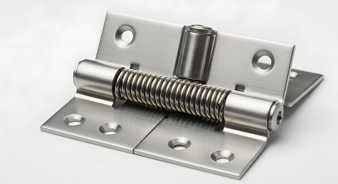 Spring loaded stainless steel hinge for heavy duty door security mounting.