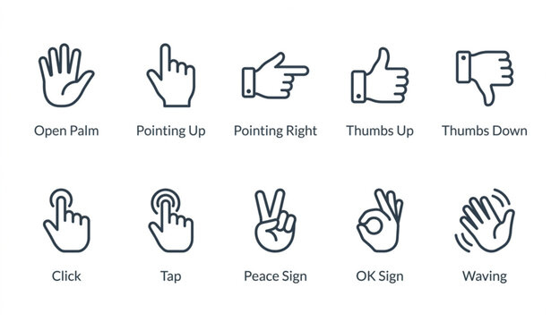 Hand Gesture Icon Set Vector Illustration