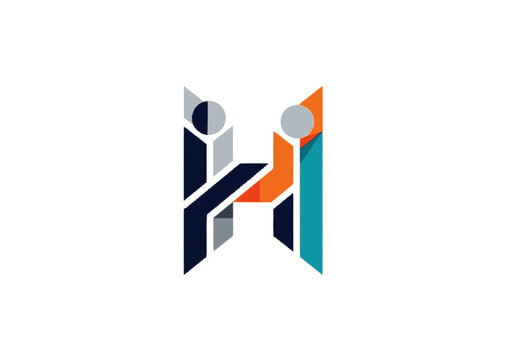 Cropped geometric abstract logo design depicting a stylized human figu