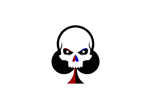 Cropped minimalist graphic design of a black skull's right half with a