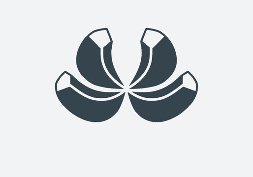 Cropped graphic illustration of three curved dark blue-grey abstract s