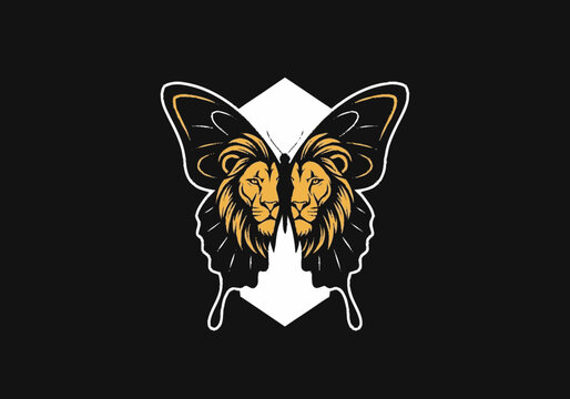 Right-cropped graphic emblem featuring a stylized golden lion head int