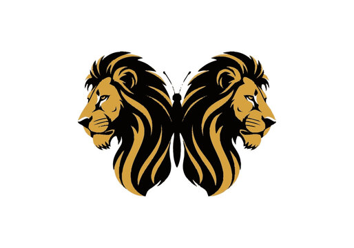 Right-cropped graphic illustration of a stylized golden and black lion