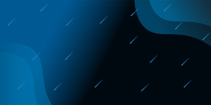 Modern Dark Blue Gradient Background with Fluid Abstract Waves and Raining Lines