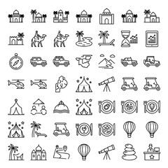 Fototapeta premium Travel Icons Set Line Style On White Background