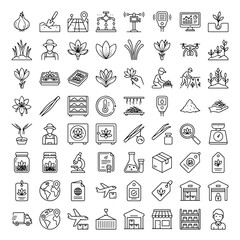 Fototapeta premium Collection Of Line Art Icons Representing Agriculture And Environmental Concepts