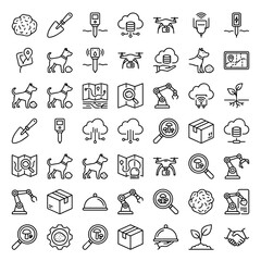 Fototapeta premium Collection Of Line Icons Featuring Agriculture Technology And Weather