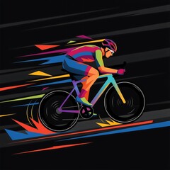 Fototapeta premium Cyclist racing on track with motion blur effect