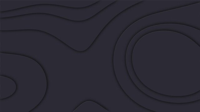 Abstract animated dark anthracite paper cut background with wavy layered fluid shapes and shadows. Seamless loop motion graphic for corporate tech presentation and video design