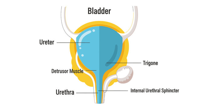Human urinary bladder anatomy diagram with labels