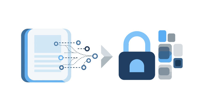 Data Encryption and Secure Information Privacy Concept Illustration with Document and Padlock Icon