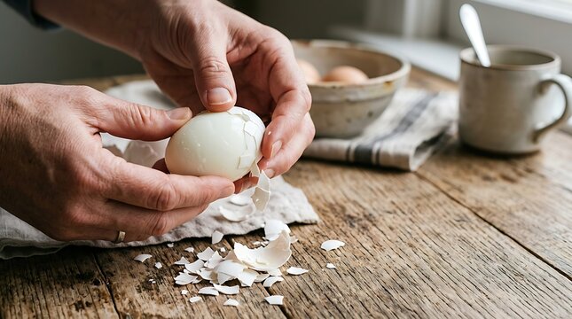 Hands Cracking White Egg Shell.