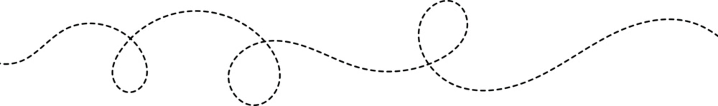 Wavy dashed line with dotted circles abstract graphic element design