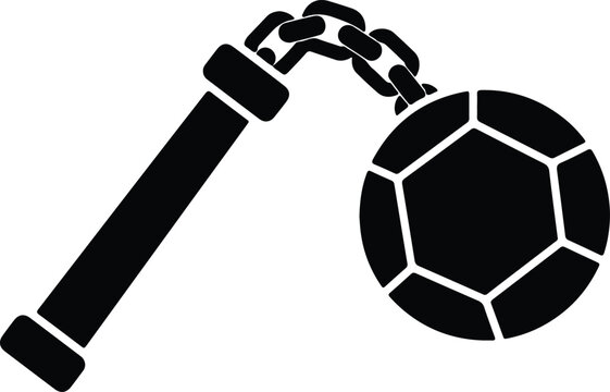 Silhouette vector medieval flail weapon icon for combat game design
