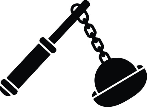 Silhouette vector of a historical flail weapon black isolated design