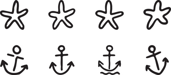 Nautical icons of starfish and anchors © Mst. Taslima Akhter