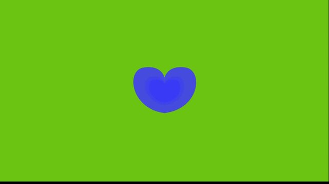 Animated blue heart icons on green background. Four heart shapes arranged in a 2x2 grid. Static motion with no camera movement.