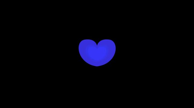 Blue heart icons on black background. Four blue heart shapes with gradient effect. Static motion graphic design element. Ideal for digital projects and presentations.