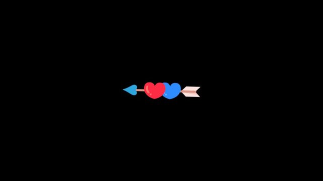 Static bow and arrow icon set. Featuring a pink bow with blue and white accents. Flat design vector graphics for business and technology projects.