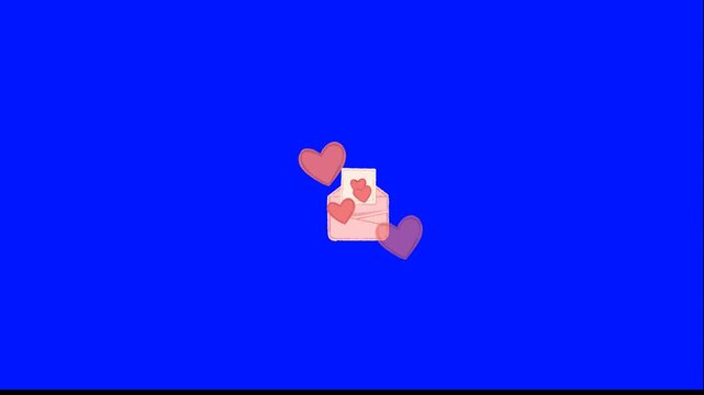 Animated pink mailbox with hearts. Colorful flat design animation. Digital graphic element for Valentine's Day. Seamless loop video clip.