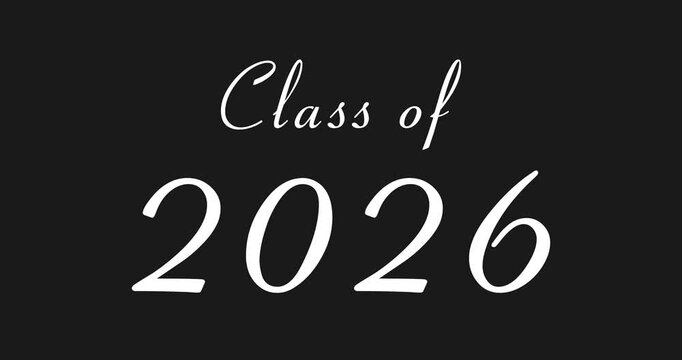 Golden Class of 2026 typography animation cinema title opener styled. Celebrating graudation for the 2026 Batch. Glistering commencement of academic journey, celebratory festive like motion graphic.
