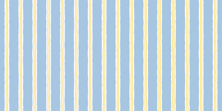 Abstract irregular striped seamless pattern background. Blue hand drawn vertical wavy lines. Simple geometric pattern for textile, wallpaper and wrapping paper. Vector illustration