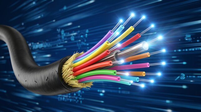 Fiber Optic Cable for High-Speed Internet and Digital Data Transmission with Abstract Technology Background