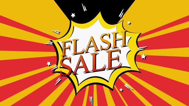 Flash Sale Promotional Animation with Dynamic Comic Burst Banner